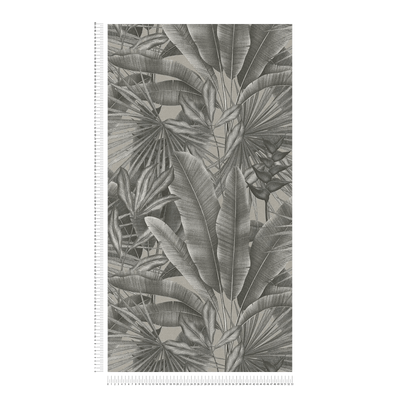 Tapetes ar lapu rakstu džungļu stilā, pelēkā krāsā, 1406271 AS Creation