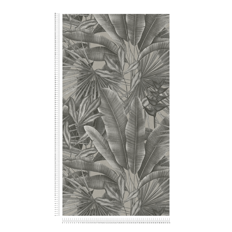 Wallpaper with jungle leaf pattern, grey, 1406271 AS Creation