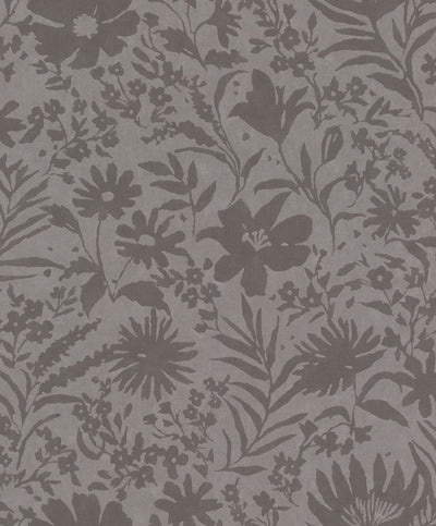 Wallpaper with country flowers, grey and taupe RASCH, 1205311 AS Creation