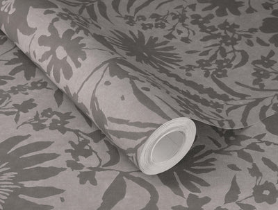 Wallpaper with country flowers, grey and taupe RASCH, 1205311 AS Creation