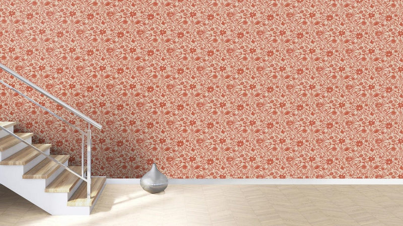 Wallpaper with country flowers, red and beige, RASCH, 1205273 AS Creation