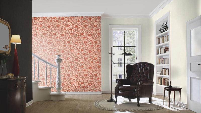 Wallpaper with country flowers, red and beige, RASCH, 1205273 AS Creation