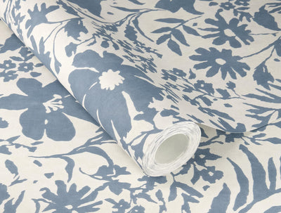 Wallpaper with country flowers, blue and white, RASCH, 1205252 AS Creation