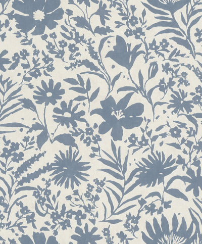 Wallpaper with country flowers, blue and white, RASCH, 1205252 AS Creation