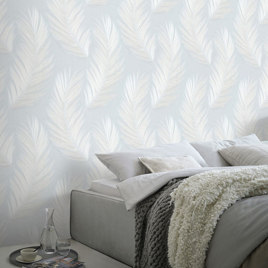 ERISMANN tapetes 4005773: Lielas lapas, zila/balta Erismann