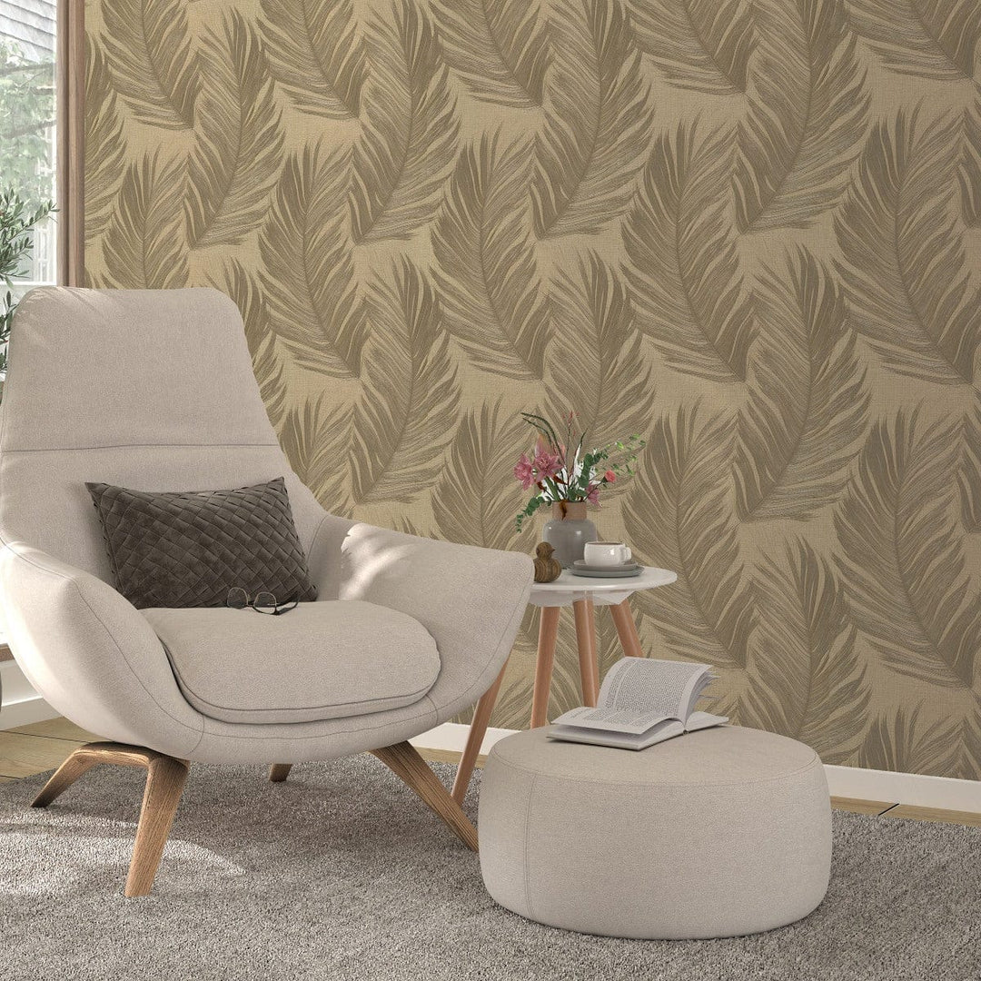 ERISMANN tapetes 4005756: Lielas lapas, zelta Erismann