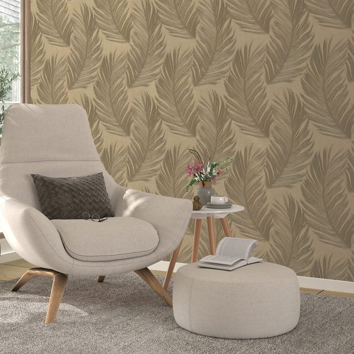 ERISMANN tapetes 4005756: Lielas lapas, zelta Erismann