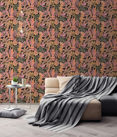 Wallpaper with large leaves in eye-catching colours , 1373451 AS Creation