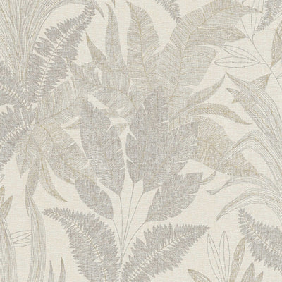Large leaf pattern lightly textured wallpaper - beige, gold, 1406401 AS Creation