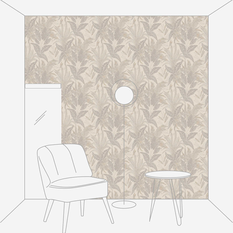 Large leaf pattern lightly textured wallpaper - beige, gold, 1406401 AS Creation