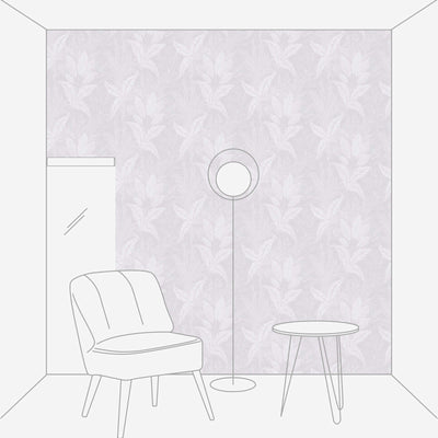 Large leaf pattern lightly textured wallpaper in light purple, 1406400 AS Creation