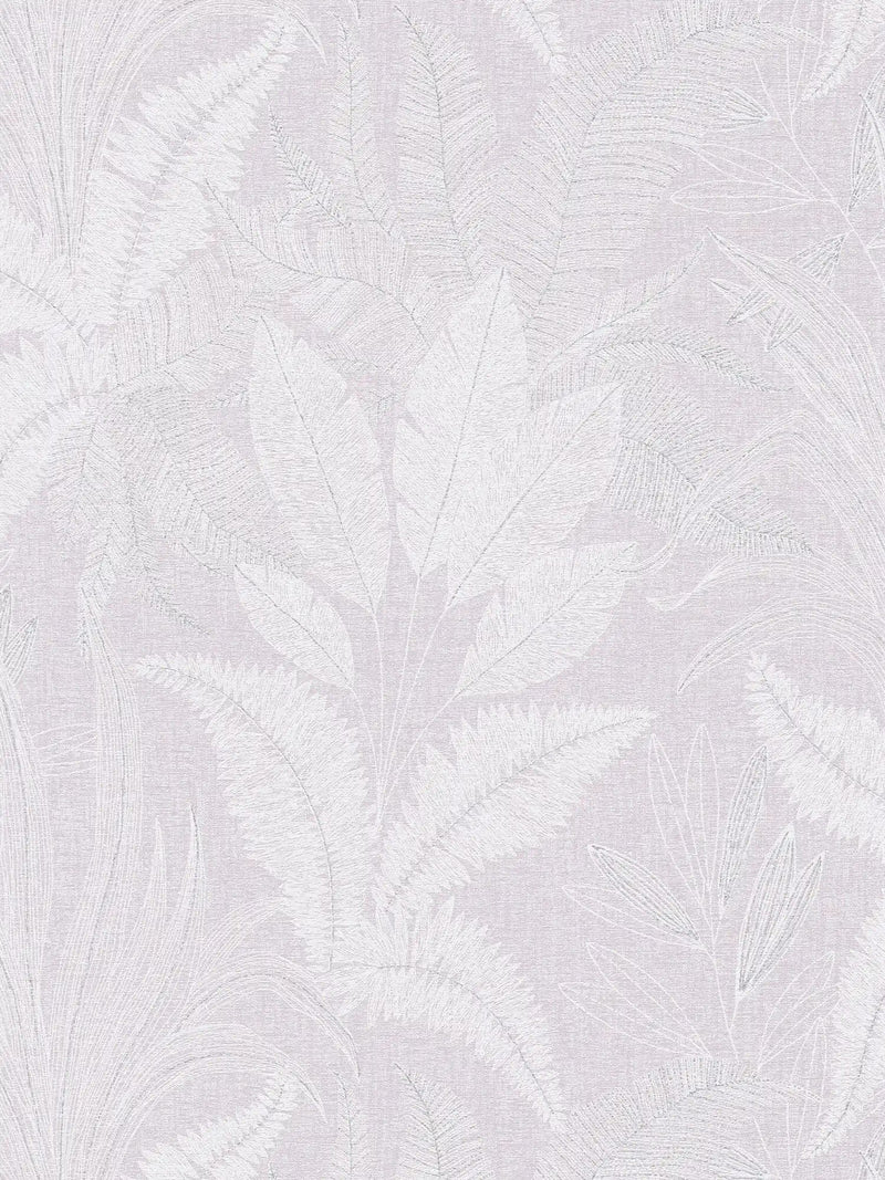 Large leaf pattern lightly textured wallpaper in light purple, 1406400 AS Creation