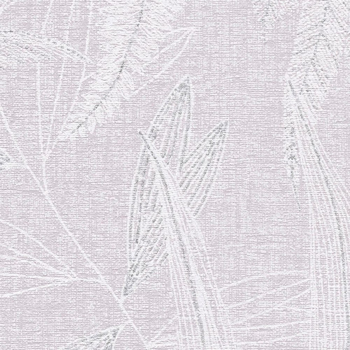 Nopirkt tapetes guļamistabai ar lielu lapu rakstu gaiši violetā krāsā AS Creation