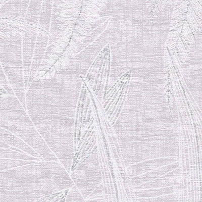 Large leaf pattern lightly textured wallpaper in light purple, 1406400 AS Creation