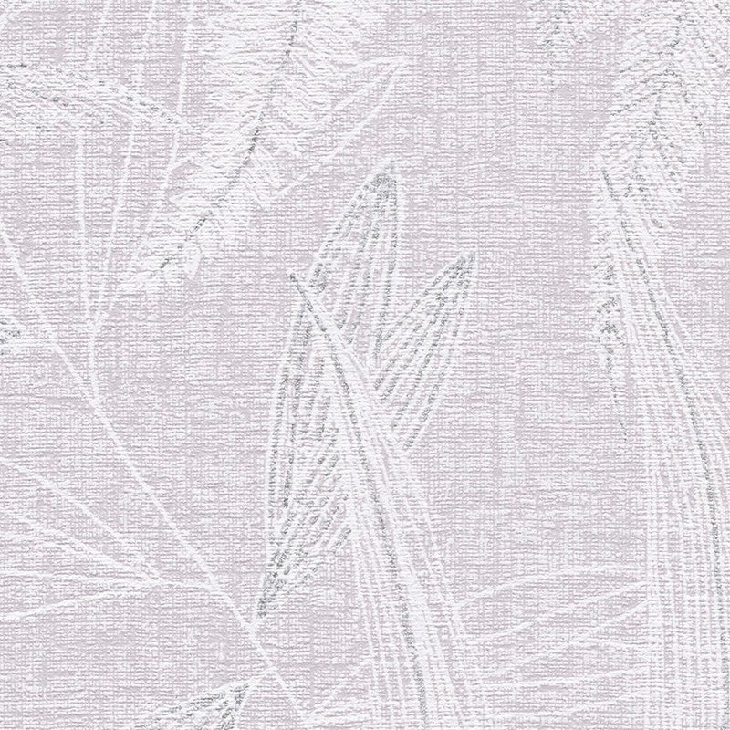 Tapetes ar lielu lapu rakstu viegli teksturētas -  gaiši violetā krāsā, 1406400 AS Creation
