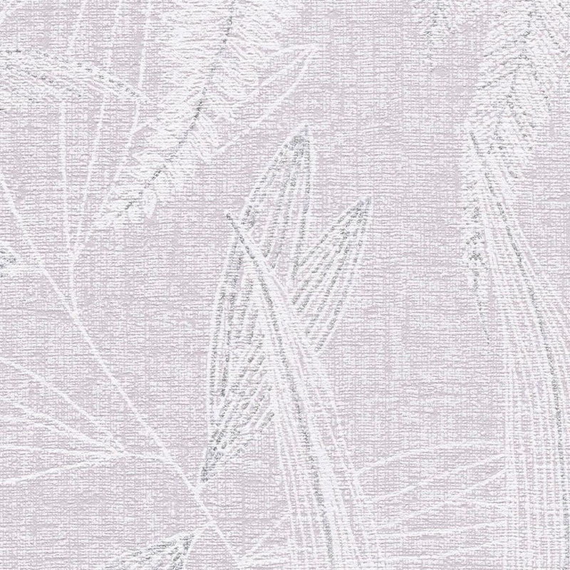 Large leaf pattern lightly textured wallpaper in light purple, 1406400 AS Creation