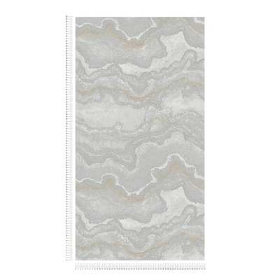 Wallpaper with marble pattern - grey and gold, 1406463 AS Creation