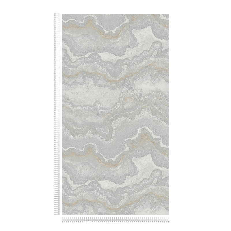 Wallpaper with marble pattern - grey and gold, 1406463 AS Creation