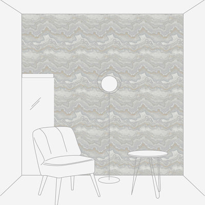 Wallpaper with marble pattern - grey and gold, 1406463 AS Creation