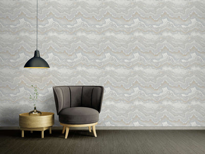 Wallpaper with marble pattern - grey and gold, 1406463 AS Creation