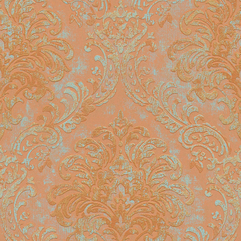 Wallpaper with metallic look and ornament - brown and gold, 1373721 AS Creation