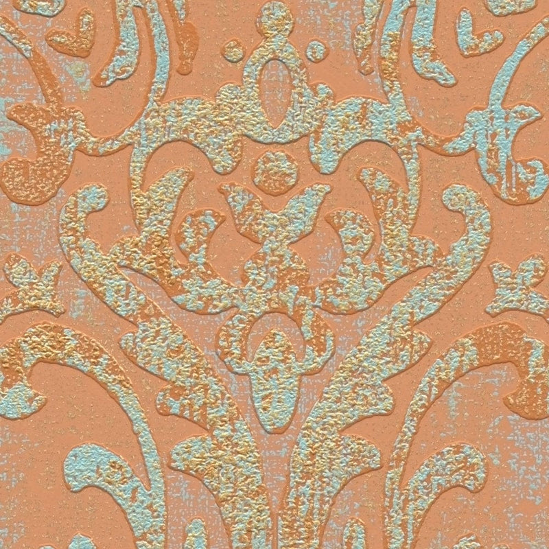 Wallpaper with metallic look and ornament - brown and gold, 1373721 AS Creation