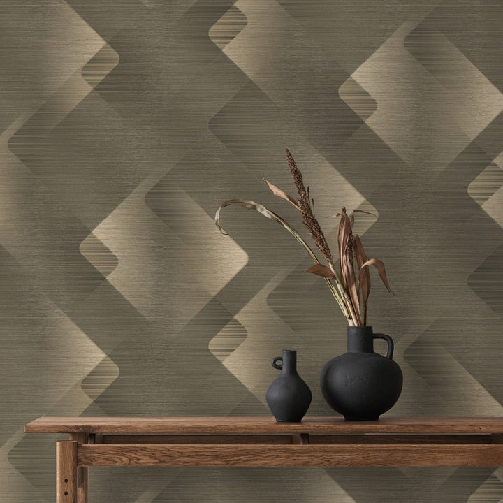 Tapetes 3776553: Smalkas līnijas, brūna/zelts Erismann