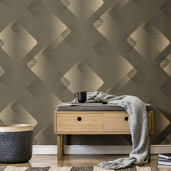 Tapetes 3776553: Smalkas līnijas, brūna/zelts Erismann