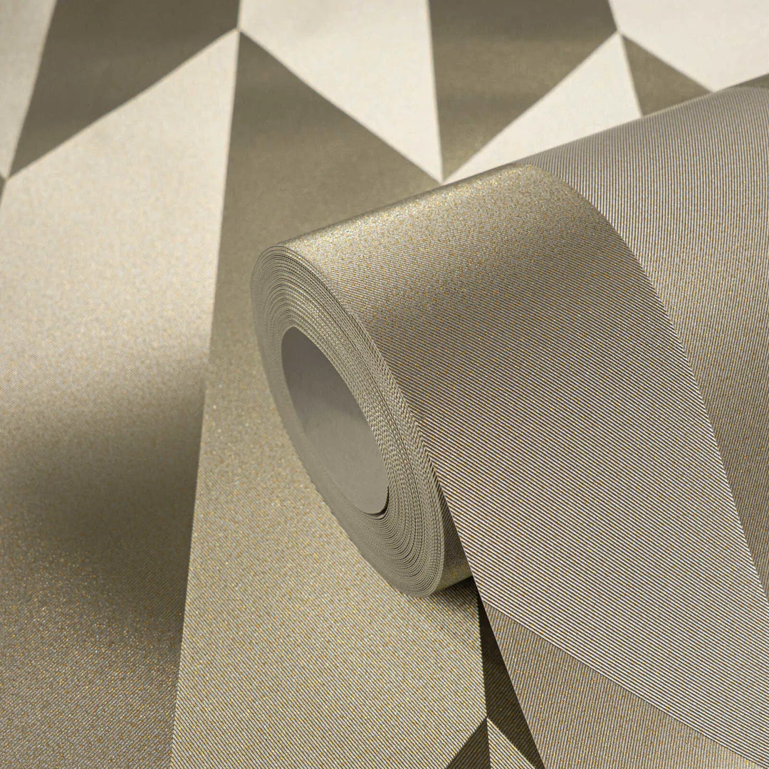 Tapetes ar mirdzošu ģeometrisku rakstu | zeltā krāsā | 3010521 AS Creation