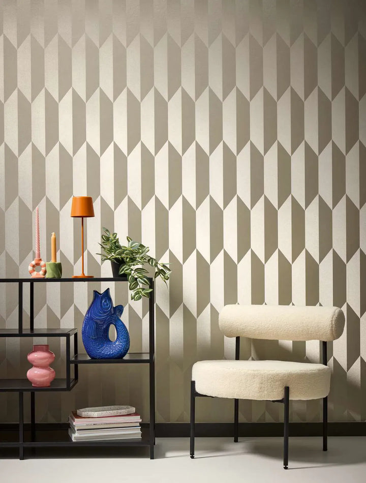 Tapetes ar mirdzošu ģeometrisku rakstu | zeltā krāsā | 3010521 AS Creation