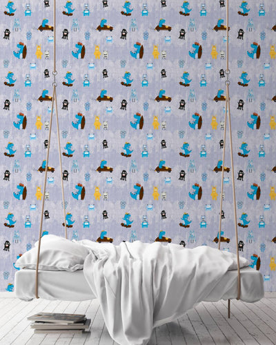 Wallpaper with mosquitoes and dinosaurs in blue 1350433 Without PVC AS Creation