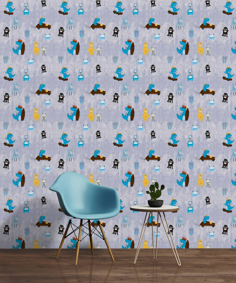 Wallpaper with mosquitoes and dinosaurs in blue 1350433 Without PVC AS Creation