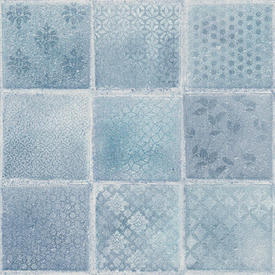 Tapetai su mozaikos ir plytelių išvaizda - mėlyni, 1332172 AS Creation