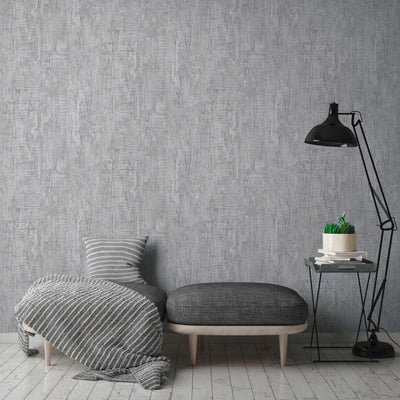 Wallpaper with uneven structure and corrugated pattern, dark gray, 944265 AS Creation