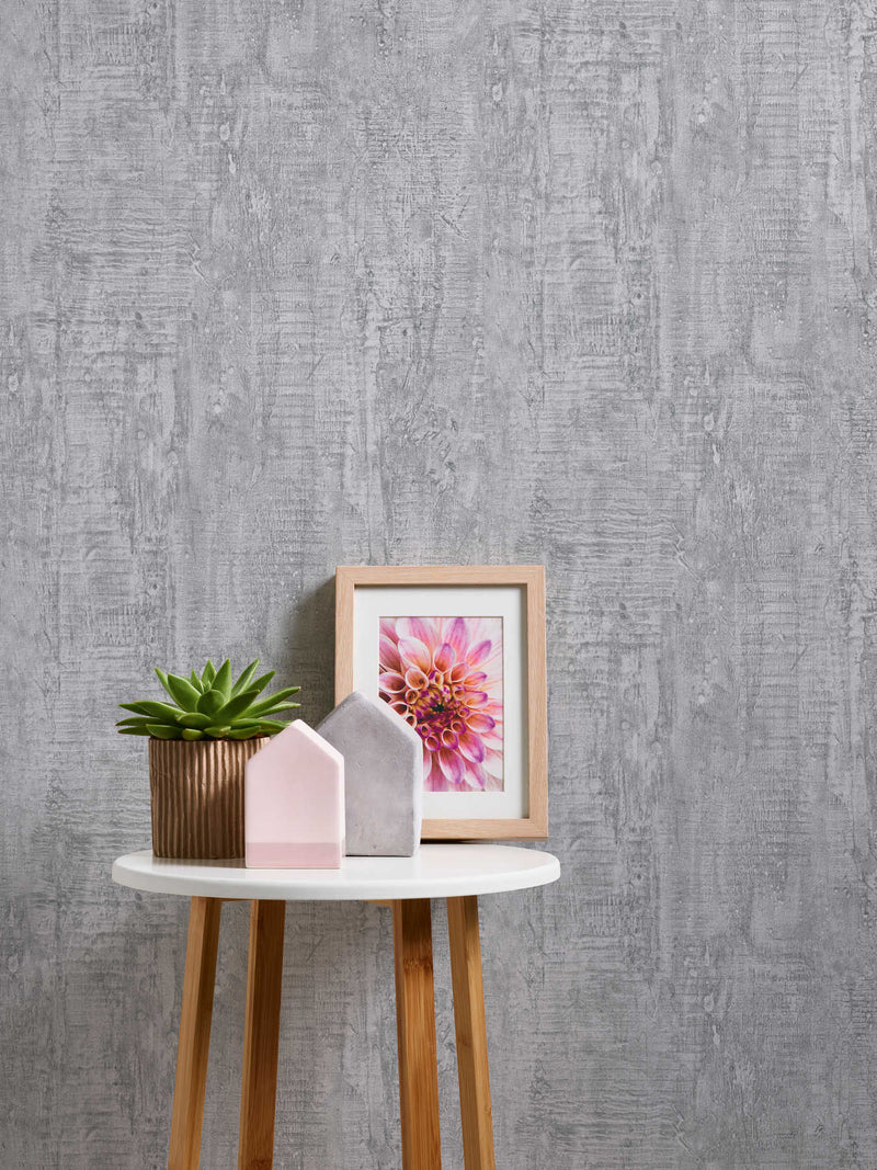 Wallpaper with uneven structure and corrugated pattern, dark gray, 944265 AS Creation