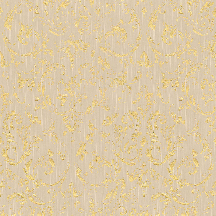 Tapetes ar ornamentu ar metālisku efektu, bēša, zelta - 306602 AS Creation