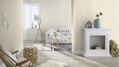 Baroque wallpaper in white, RASCH, 2132227 AS Creation