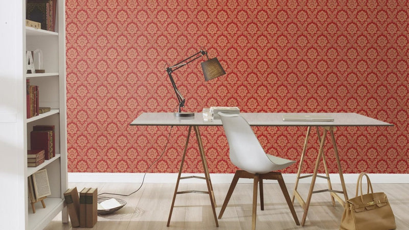 Baroque wallpaper: red, beige, gold, RASCH, 2132254 AS Creation