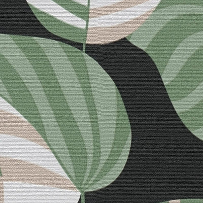Tapetai su palmių lapai su lengvu blizgesiu, žalia, juoda, 1373436 AS Creation