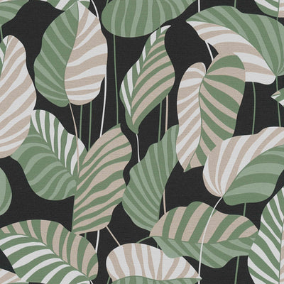 Tapetai su palmių lapai su lengvu blizgesiu, žalia, juoda, 1373436 AS Creation