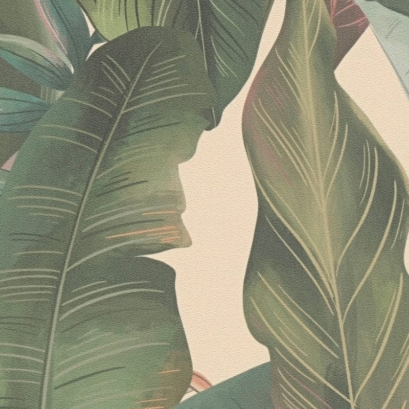 Wallpaper with palm leaves and exotic flowers, 1402157 AS Creation