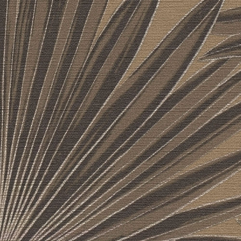 Wallpaper with palm leaves and glossy effect, brown, black, 1373370 AS Creation