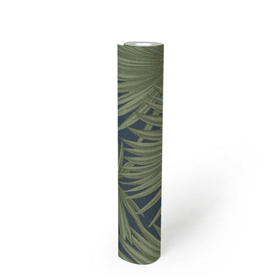 Wallpaper with palm leaves on green background, 1373371 AS Creation