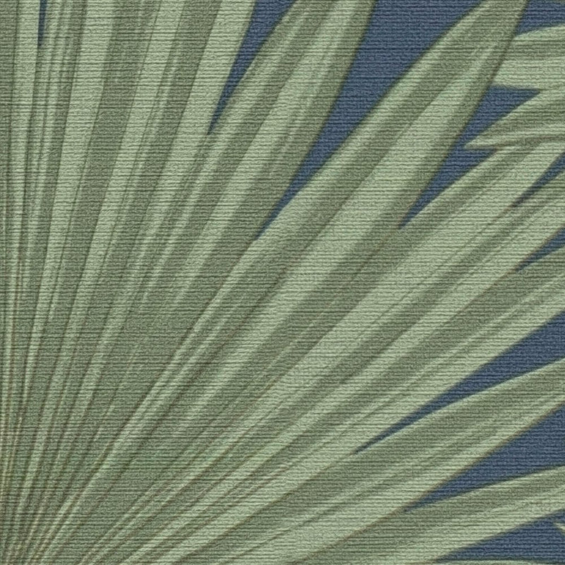 Wallpaper with palm leaves on green background, 1373371 AS Creation