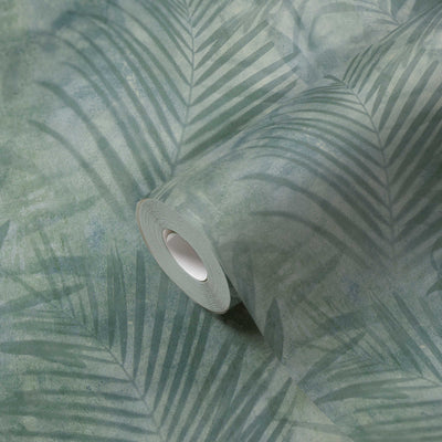 Taustakuva palmunlehdillä vihreänä, matta, 1332537 AS Creation