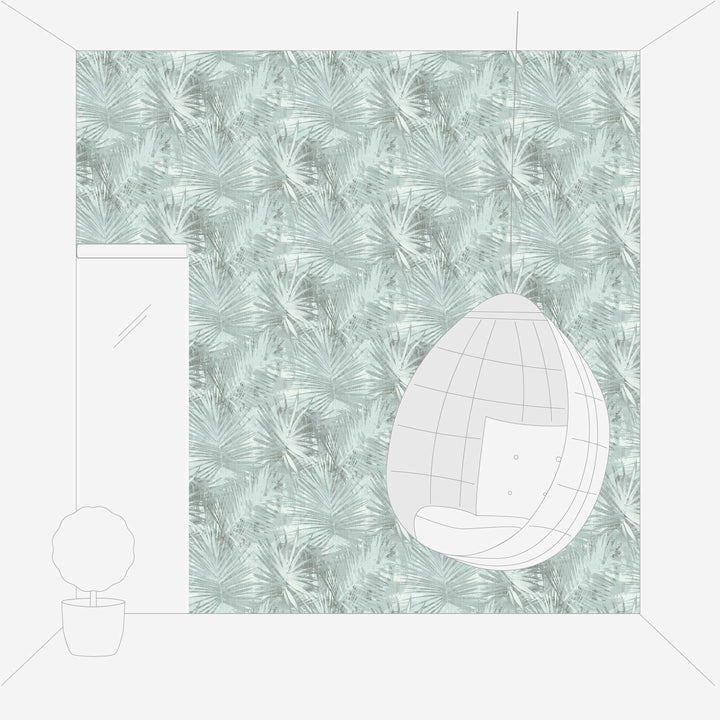 Tapetes ar palmu lapām tirkīzā krāsā AS Creation 363853 AS Creation