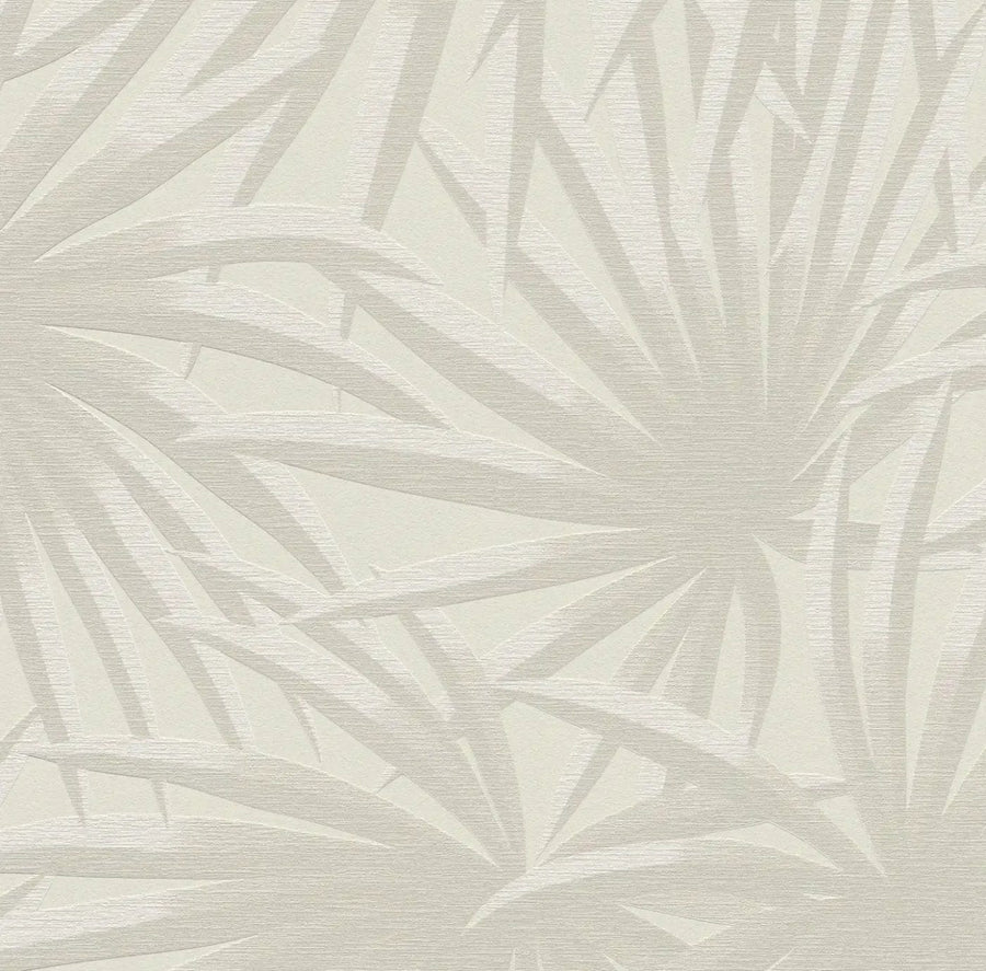 Tapetes ar palmu lapu rakstu maigās krāsās – taupe krāsā - 393381 AS Creation