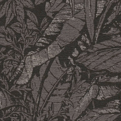 Tapetai su palmių lapų raštu juodos spalvos, 1404526 AS Creation