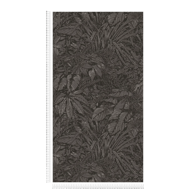 Обои с рисунком пальмовых листьев в черном цвете, 1404526 AS Creation