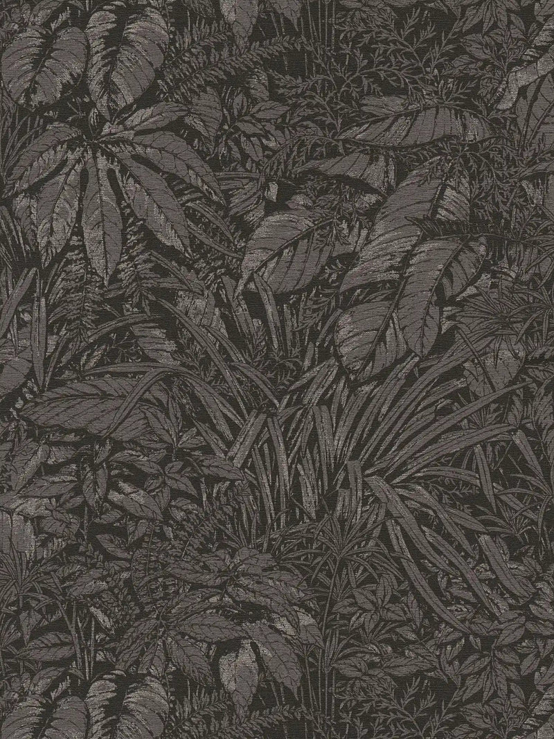 Wallpaper with palm leaf pattern in black, 1404526 AS Creation